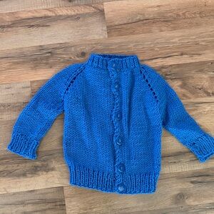 Hand-Knit Royal Blue Button Cardigan